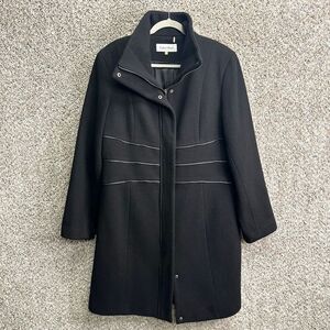 Calvin Klein Coat Women’s XL Black Wool‎ Blend Zip Up with Faux Zippers
